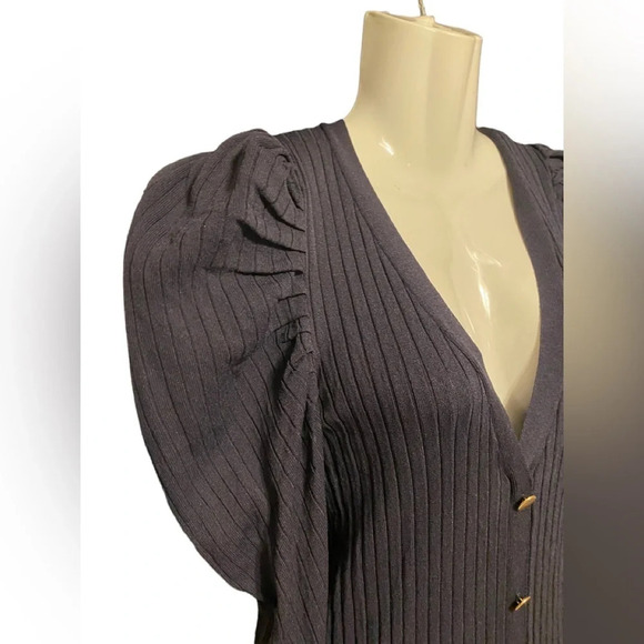 Zara Gold Button Ribbed Knit Dress - Picture 6 of 11